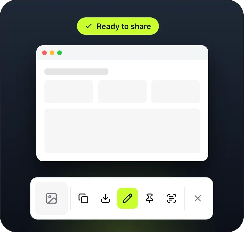 A finished screenshot and the LumenGrab quick access toolbar.