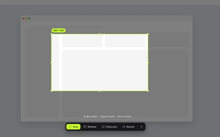 LumenGrab area capture with a selected region.
