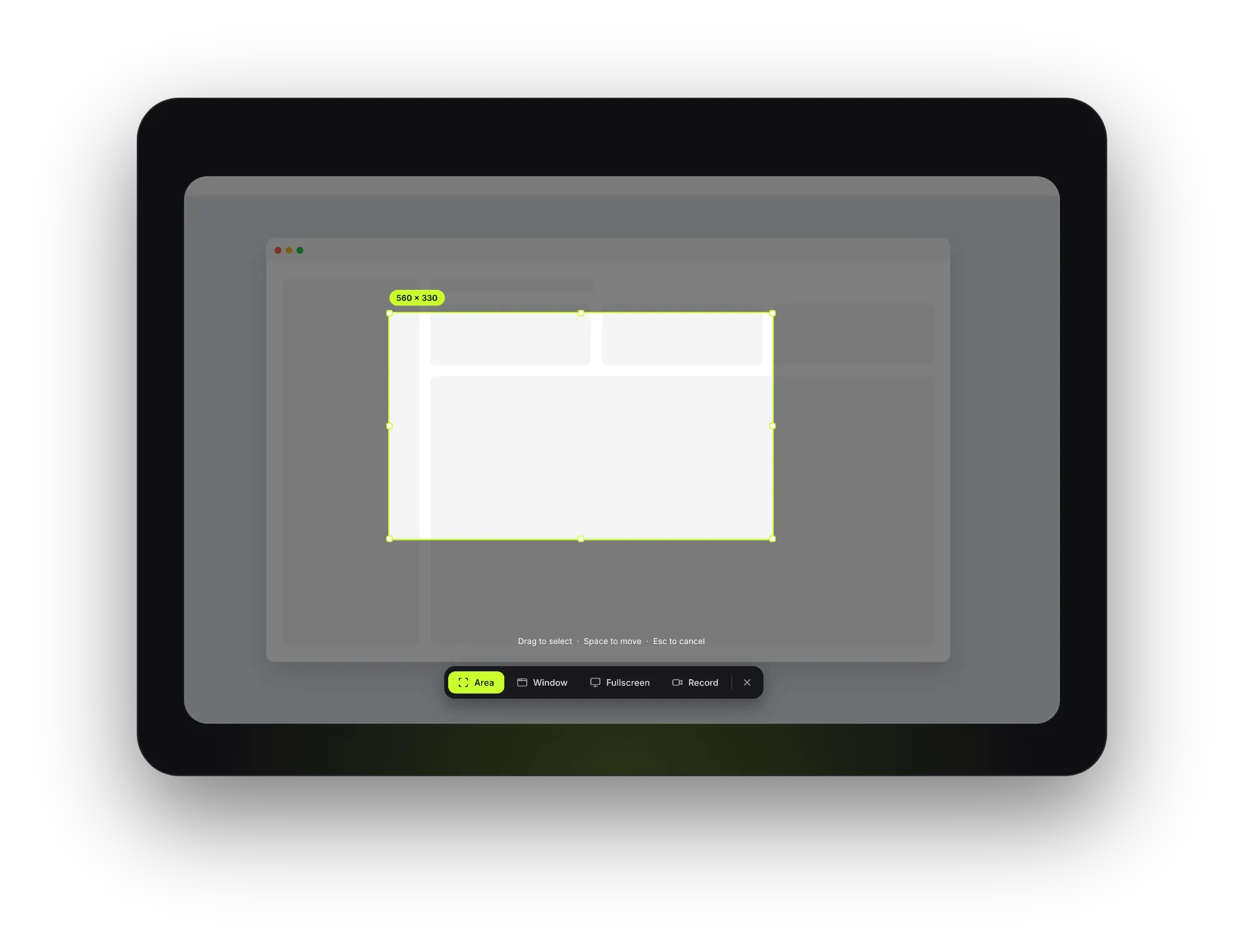LumenGrab capture interface